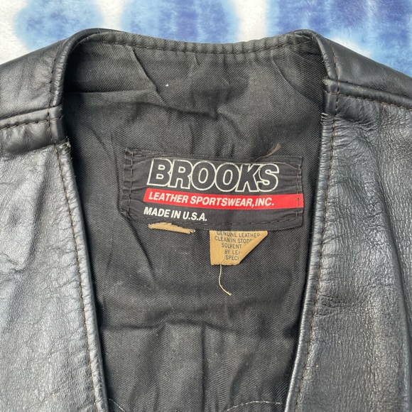 Vintage Brooks Leather Sportswear Motorcycle Vest Harley Davidson Patch size 38 - Picture 4 of 7